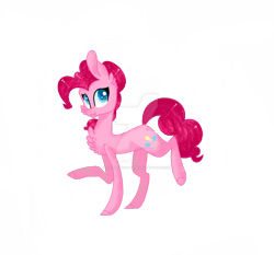 Size: 1024x953 | Tagged: safe, artist:rainbowstar536, pinkie pie, earth pony, pony, chest fluff, ms paint, raised hoof, raised leg, scrunchy face, solo, watermark