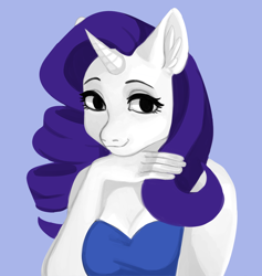 Size: 800x845 | Tagged: safe, artist:kingbriarturtle, rarity, anthro, unicorn, ear fluff, female, hand, looking at you, mare, smiling, solo