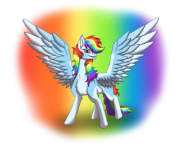 Size: 1200x1000 | Tagged: safe, artist:dragkirathedragon, derpibooru import, rainbow dash, pegasus, pony, badass, coat markings, female, looking at you, mare, simple background, smiling, smirk, spread wings, transparent background, wings