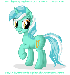 Size: 2774x3000 | Tagged: dead source, safe, artist:vird-gi, lyra heartstrings, pony, unicorn, solo, style emulation