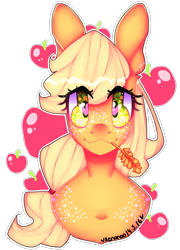 Size: 2660x3700 | Tagged: safe, artist:bunxl, applejack, earth pony, pony, bust, looking at you, portrait, solo, starry eyes, straw, wingding eyes