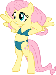 Size: 1469x1986 | Tagged: safe, artist:ninjashadow-x, artist:shutterflyeqd, fluttershy, pegasus, pony, bikini, bipedal, clothes, simple background, solo, swimsuit, transparent background, vector