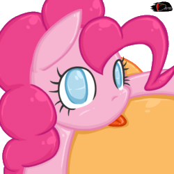 Size: 1000x1000 | Tagged: safe, artist:ggumbaramggun, pinkie pie, earth pony, pony, :p, animated, gif, hug, looking at you, simple background, solo, tongue out, transparent background