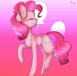 Size: 540x533 | Tagged: safe, artist:darkness1014, pinkie pie, earth pony, pony, cutie mark background, gradient background, raised hoof, raised leg, solo