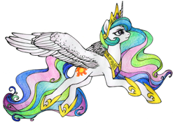 Size: 800x573 | Tagged: safe, artist:mati0la, princess celestia, alicorn, pony, crown, peytral, regalia, simple background, solo, traditional art, white background