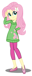 Size: 917x2144 | Tagged: safe, artist:trungtranhaitrung, fluttershy, equestria girls, clothes, cute, new outfit, simple background, smiling, solo, transparent background, vector