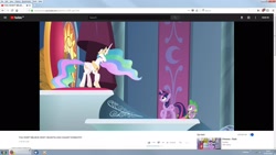 Size: 1920x1080 | Tagged: safe, artist:geodesicdragon, edit, edited screencap, screencap, princess celestia, spike, twilight sparkle, twilight sparkle (alicorn), alicorn, dragon, pony, horse play, clickbait, prancelestia, youtube