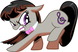 Size: 1280x860 | Tagged: safe, octavia melody, earth pony, pony, angry, buck, floppy ears, looking back, raised leg, simple background, solo, transparent background, vector