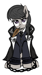 Size: 507x900 | Tagged: safe, artist:tiki2, artist:xioade, octavia melody, earth pony, pony, ace attorney, crossover, simon blackquill, solo