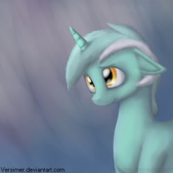 Size: 894x894 | Tagged: safe, artist:versimer, lyra heartstrings, pony, unicorn, floppy ears, sad, solo