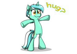 Size: 2100x1480 | Tagged: safe, artist:fj-c, lyra heartstrings, pony, bipedal, hug, solo, standing