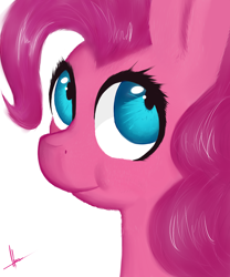 Size: 1000x1200 | Tagged: safe, artist:kifshestand44, pinkie pie, earth pony, pony, bust, portrait, simple background, smiling, solo, white background