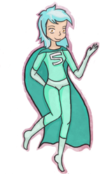 Size: 324x566 | Tagged: safe, artist:thelittlemeep, lyra heartstrings, human, cape, clothes, flying, humanized, light skin, solo, superhero