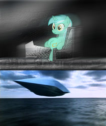 Size: 791x935 | Tagged: safe, lyra heartstrings, crossover, disney, flight of the navigator, parody, ponified, sitting, sitting lyra, trimaxion drone ship