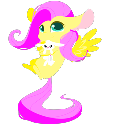 Size: 5136x5736 | Tagged: safe, artist:glitterstar2000, angel bunny, fluttershy, pegasus, pony, absurd resolution, big ears, cute, shyabetes, solo