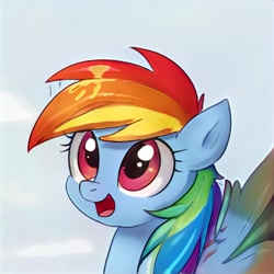 Size: 1024x1024 | Tagged: safe, artist:thisponydoesnotexist, derpibooru import, rainbow dash, pegasus, pony, accidentally a canon character, artificial intelligence, bust, cute, looking at you, neural network, portrait, solo