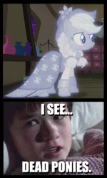 Size: 401x667 | Tagged: safe, screencap, applejack, spirit of hearth's warming past, earth pony, pony, a hearth's warming tail, exploitable meme, i see dead people, meme, memegenerator, sixth sense