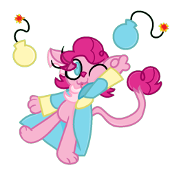 Size: 795x804 | Tagged: safe, artist:thefanficfanpony, pinkie pie, abyssinian, cat, abyssinianized, bomb, female, solo, species swap, weapon