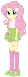 Size: 1500x4009 | Tagged: safe, artist:sketchmcreations, fluttershy, equestria girls, absurd resolution, clothes, commission, cute, female, looking at you, mary janes, shoes, simple background, skirt, smiling, socks, solo, tanktop, transparent background, vector