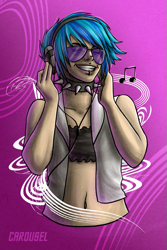 Size: 667x1000 | Tagged: safe, artist:carousel, dj pon-3, vinyl scratch, humanized, solo