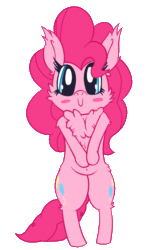 Size: 800x1200 | Tagged: safe, artist:dragonpone, derpibooru exclusive, pinkie pie, earth pony, pony, :>, alternate hairstyle, animated, belly button, bipedal, blush sticker, blushing, both cutie marks, bow, c:, cheek fluff, chest fluff, cute, cuteamena, diapinkes, ear fluff, eye shimmer, female, gif, hair bow, looking at you, mare, pigtails, pinkamena diane pie, pinktails pie, shoulder fluff, simple background, smiling, solo, sweatband, tail wag, transparent background