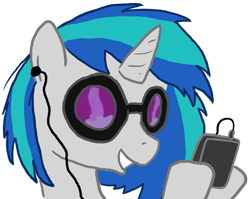 Size: 527x419 | Tagged: safe, artist:paper-pony, dj pon-3, vinyl scratch, pony, unicorn, earbuds, mp3 player, solo