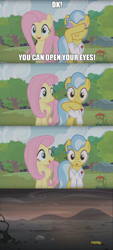 Size: 1664x3694 | Tagged: safe, screencap, doctor fauna, fluttershy, pegasus, pony, fluttershy leans in, the cutie re-mark, alternate timeline, ashlands timeline, barren, image macro, implied genocide, meme, post-apocalyptic, screencap comic, wasteland