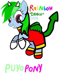 Size: 522x614 | Tagged: safe, derpibooru import, rainbow dash, dracony, dragon, hybrid, pegasus, pony, 1000 hours in ms paint, chinese dragon, chinese dress, chinese new year, clothes, draco centauros, dragon tail, dragon wings, dragoness, dress, female, gloves, green hair, horn, horns, puyo puyo, shoes, wings