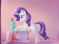 Size: 1024x757 | Tagged: safe, artist:stratodraw, rarity, pony, unicorn, female, mare, sewing machine, smiling, solo