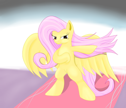 Size: 2000x1714 | Tagged: safe, artist:huffy26, fluttershy, pegasus, pony, bipedal, digital art, female, mare, smiling, smirk, solo