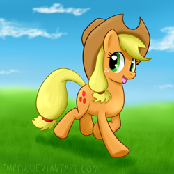 Size: 1200x1200 | Tagged: safe, artist:empyu, applejack, earth pony, pony, female, mare, open mouth, solo