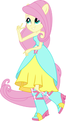 Size: 3591x6570 | Tagged: safe, artist:sugar-loop, fluttershy, equestria girls, equestria girls (movie), absurd resolution, boots, fall formal outfits, high heel boots, ponied up, pony ears, ponytail, raised leg, wingless