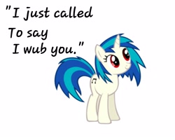 Size: 5000x4000 | Tagged: safe, dj pon-3, vinyl scratch, pony, unicorn, bronybait, i just called to say i love you, pun, solo, song reference, stevie wonder, text, wub