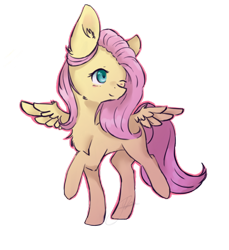 Size: 600x655 | Tagged: safe, artist:demisky, fluttershy, pegasus, pony, female, mare, one eye closed, raised hoof, simple background, solo, spread wings, transparent background, wink