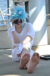 Size: 3072x4608 | Tagged: safe, artist:everage, artist:shelle-chii, dj pon-3, vinyl scratch, human, barefoot, cosplay, feet, irl, irl human, photo, solo