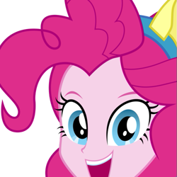 Size: 517x517 | Tagged: safe, pinkie pie, equestria girls, looking at you, open mouth, pony ears