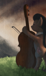 Size: 180x300 | Tagged: safe, artist:scouthiro, octavia melody, earth pony, pony, animated, cello, musical instrument, rain