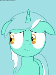Size: 1500x2000 | Tagged: safe, artist:brony-in-the-shadows, lyra heartstrings, pony, unicorn, female, horn, mare, solo, worried