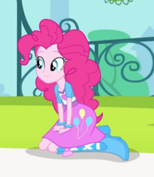 Size: 292x337 | Tagged: safe, pinkie pie, equestria girls, pinkie on the one, rainbow rocks, banner, boots, cute, female, high heel boots, solo