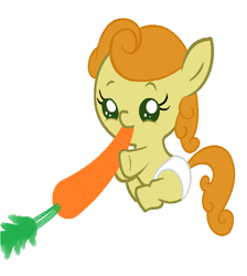 Size: 816x912 | Tagged: safe, artist:beavernator, carrot top, golden harvest, pony, baby, baby pony, cute, cutie top, diabetes, diaper, filly, foal, solo