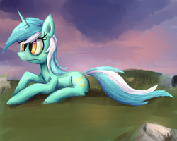 Size: 1000x800 | Tagged: safe, artist:senx, lyra heartstrings, pony, unicorn, female, green coat, horn, mare, solo, two toned mane