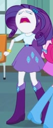 Size: 170x409 | Tagged: safe, screencap, pinkie pie, rarity, equestria girls, equestria girls (movie), angry, boots, bracelet, chair, classroom, clothes, cropped, egghead, faic, great moments in animation, high heel boots, jewelry, raised leg, skirt, wat