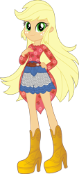 Size: 3000x6582 | Tagged: safe, artist:crimsumic, applejack, equestria girls, legend of everfree, absurd resolution, alternate hairstyle, boho, clothes, denim, freckles, high heel boots, loose hair, shorts, simple background, solo, transparent background, vector