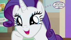 Size: 1280x720 | Tagged: safe, edit, edited screencap, screencap, rarity, pony, unicorn, friendship university, cute, raribetes, text, thought bubble