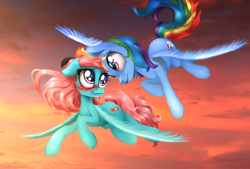 Size: 3100x2100 | Tagged: safe, artist:dragonae, derpibooru import, rainbow dash, oc, oc:gummy wrapper, pegasus, pony, canon x oc, shipping