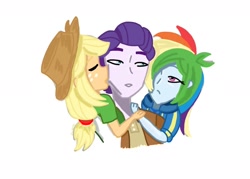 Size: 1280x915 | Tagged: safe, artist:booberii, derpibooru import, applejack, dirk thistleweed, rainbow dash, equestria girls, appledash, appledirk, female, kissing, lesbian, male, rainbowdirk, shipping, straight