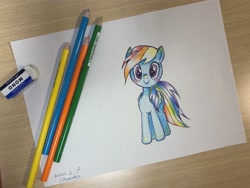 Size: 2048x1536 | Tagged: safe, artist:kanashiona, derpibooru import, rainbow dash, pegasus, pony, colored pencil drawing, solo, traditional art