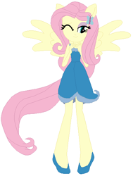 Size: 423x561 | Tagged: safe, artist:selenaede, artist:user15432, fluttershy, human, equestria girls, crossover, disney, disney fairies, fairies are magic, fairy, fairy wings, humanized, ponied up, silvermist, simple background, solo, white background, winged humanization, wings