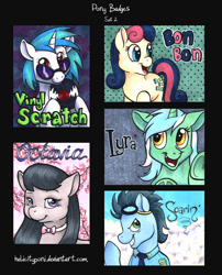 Size: 807x1000 | Tagged: safe, artist:helicityponi, bon bon, dj pon-3, lyra heartstrings, octavia melody, soarin', sweetie drops, vinyl scratch, earth pony, pony