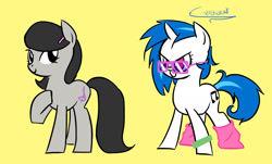 Size: 1584x954 | Tagged: safe, artist:extremeasaur5000, dj pon-3, octavia melody, vinyl scratch, earth pony, pony, glasses